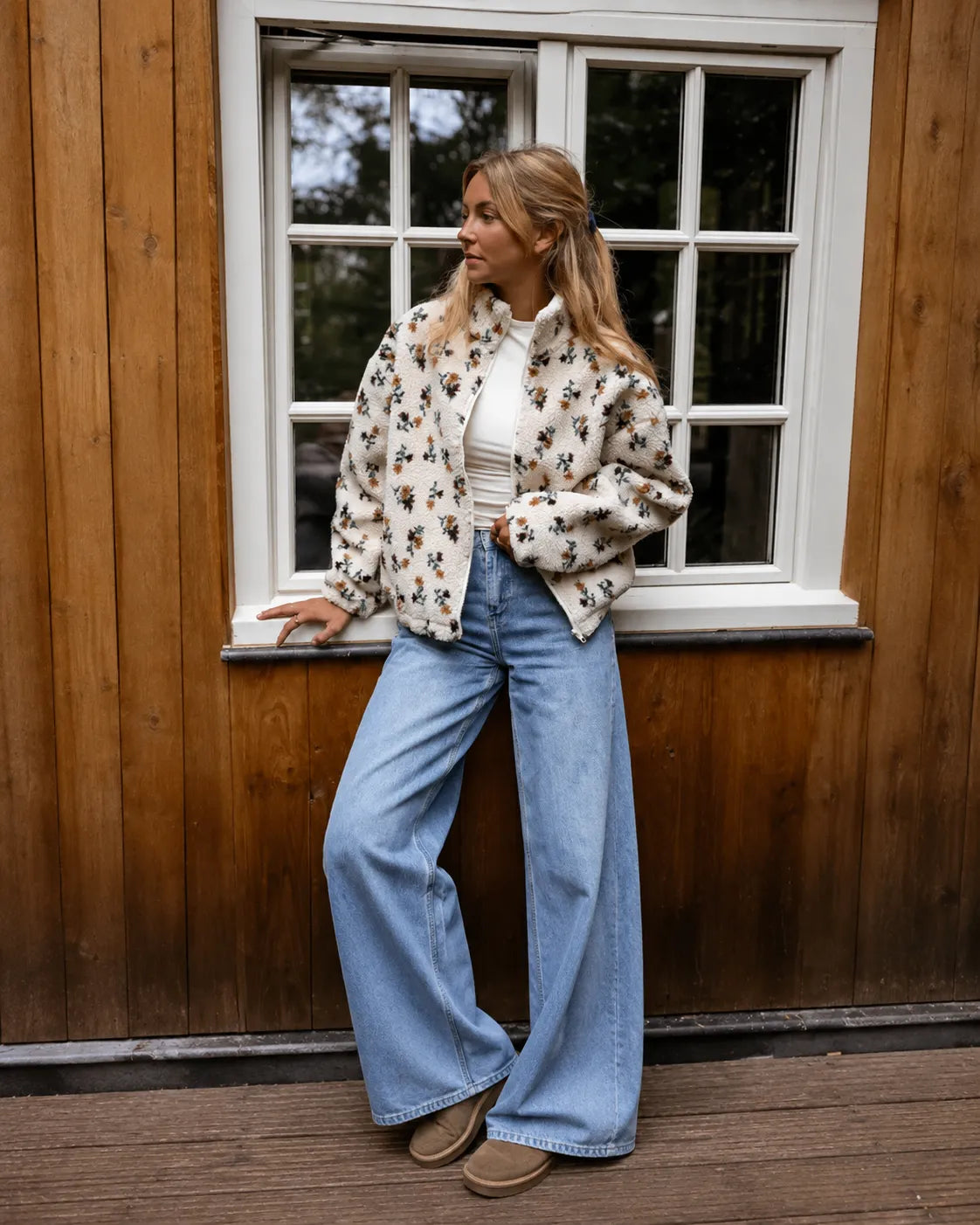 Sylvie | Petite Floral Sherpa Zip Jacket