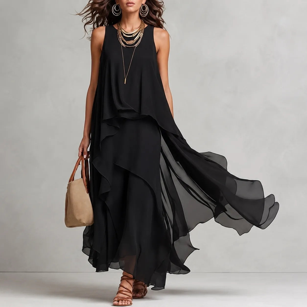 Serena | Layered Chiffon Maxi Dress