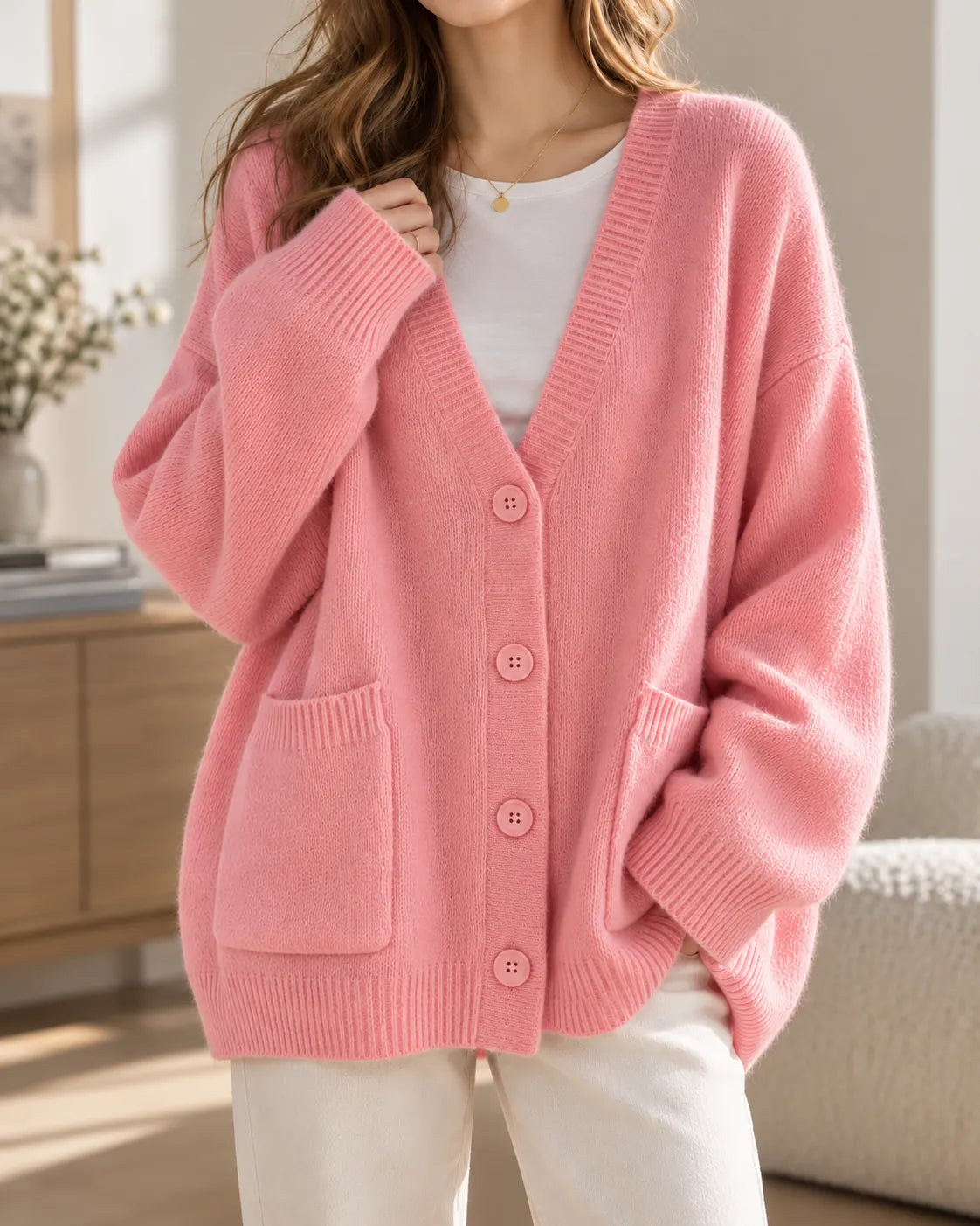 Evelyn Soft Knit Button-Front Cardigan