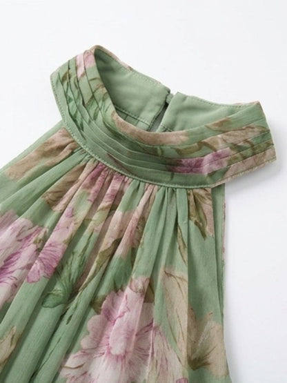 Adèle™ | Floral Chiffon Halter Maxi Dress