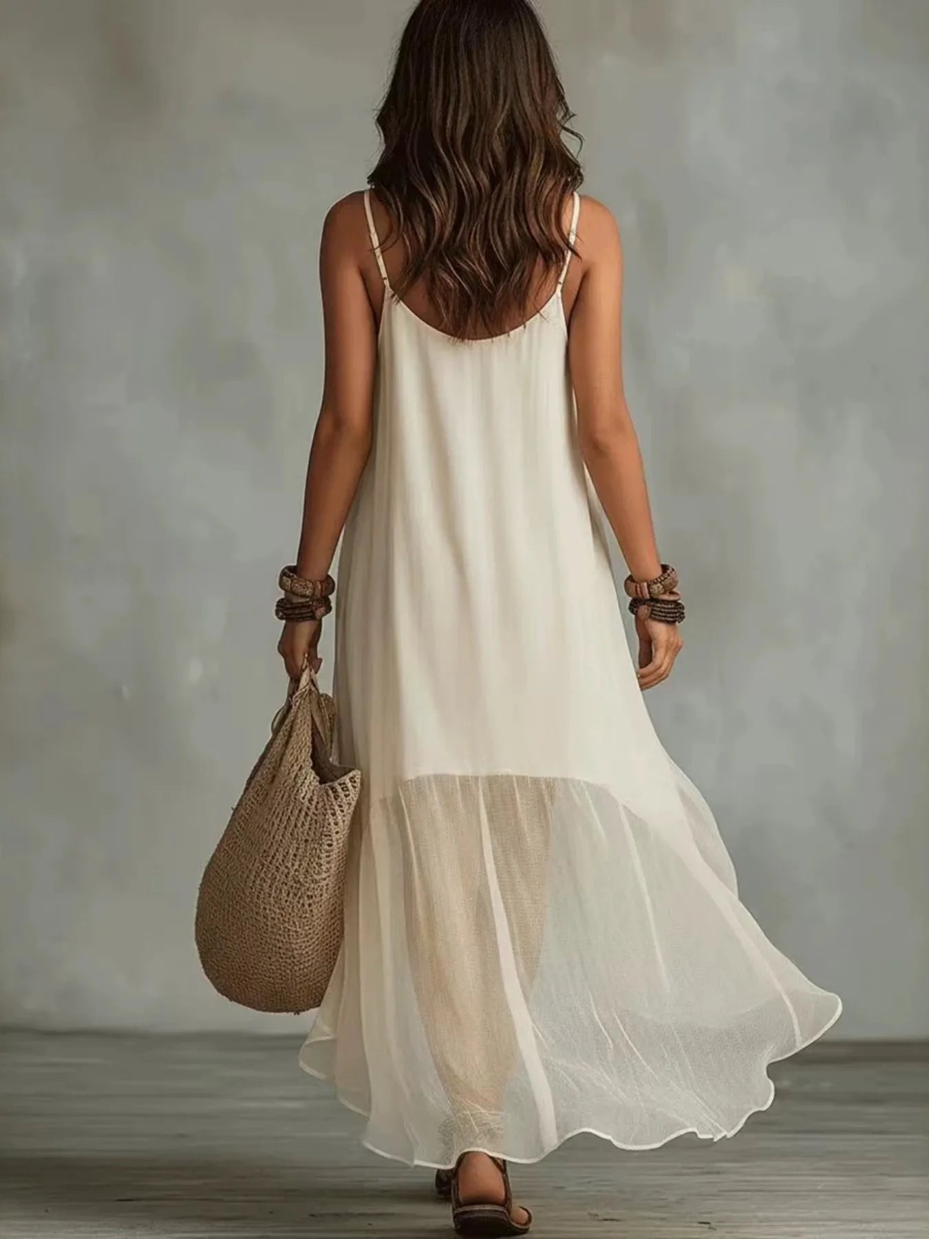 Amara | Sheer Ruffle Hem Maxi Dress