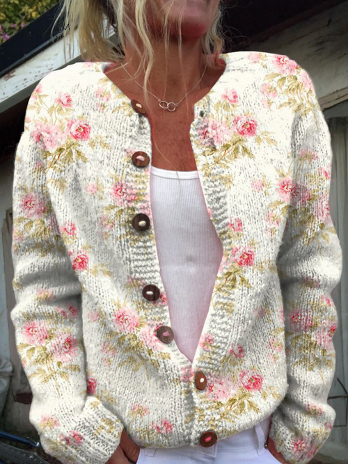 Kerensa™ | Vintage Floral Knit Cardigan