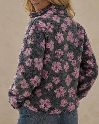 Rosalie | Floral Sherpa Quarter-Zip Pullover