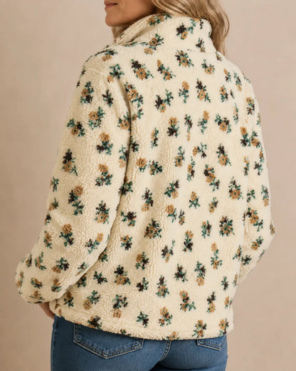 Elodie | Floral Sherpa Half-Zip Pullover