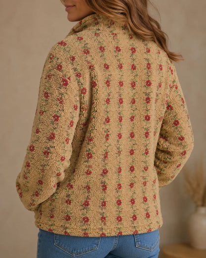 Rosalie | Petite Floral Sherpa Half-Zip Pullover