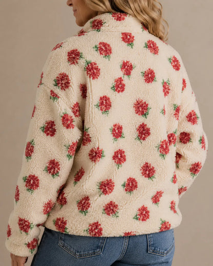 Elowen | Floral Sherpa Half-Zip Pullover