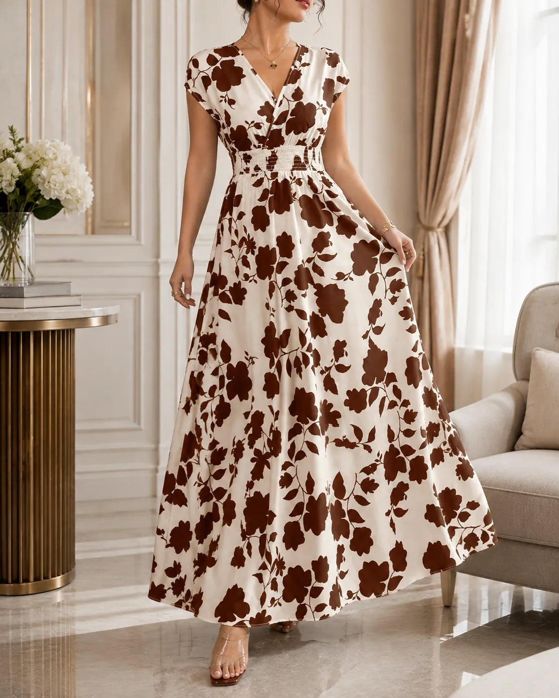 Camille | Smocked Waist Floral Maxi Dress