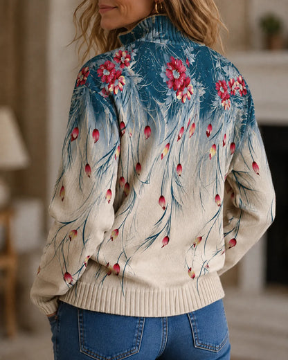 Coralie | Cascading Floral Zip Cardigan