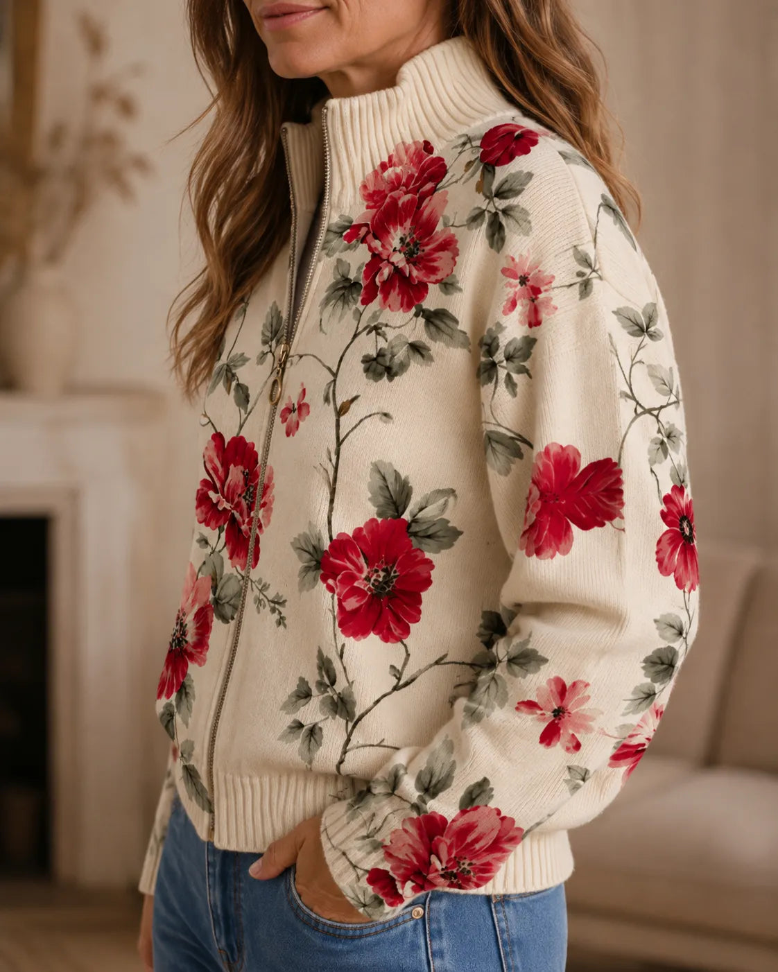 Camille | Rose Garden Zip Cardigan