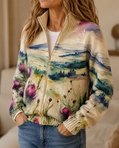 Heather | Thistle Meadow Zip Cardigan