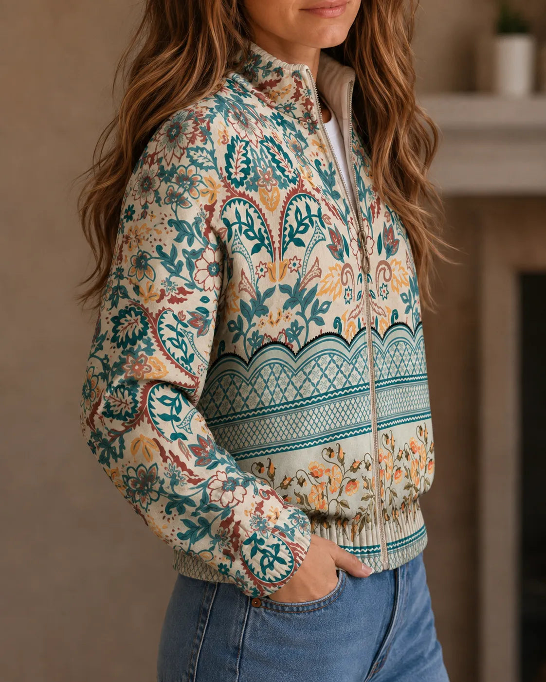 Adeline | Heritage Botanical Zip Cardigan
