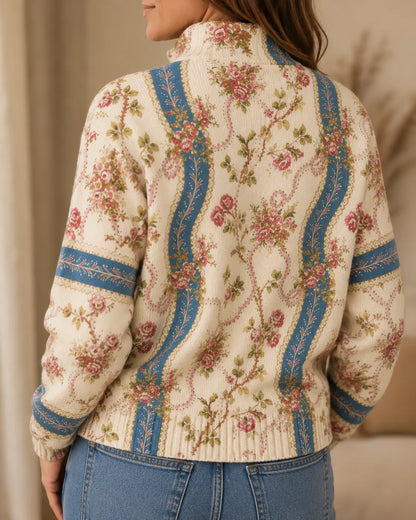 Evelina | Vintage Rose Paisley Zip Cardigan