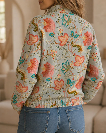 Elara | Botanical Full-Zip Cardigan
