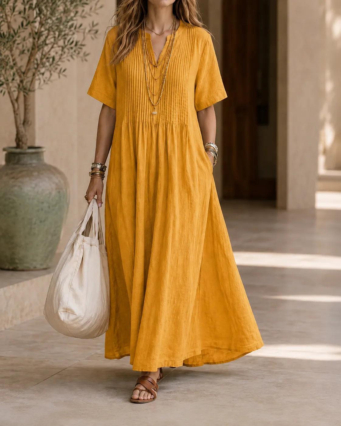 Willow | Pintuck Cotton Maxi Dress