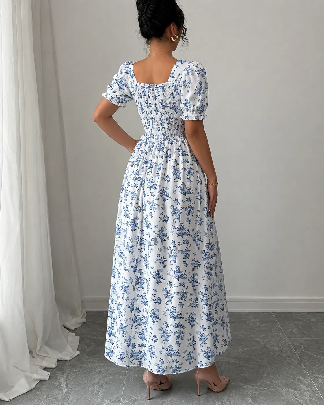 Clara | Floral Smocked Midi Dress