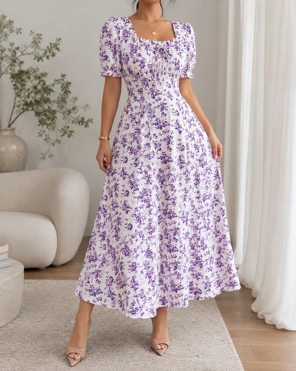 Clara | Floral Smocked Midi Dress