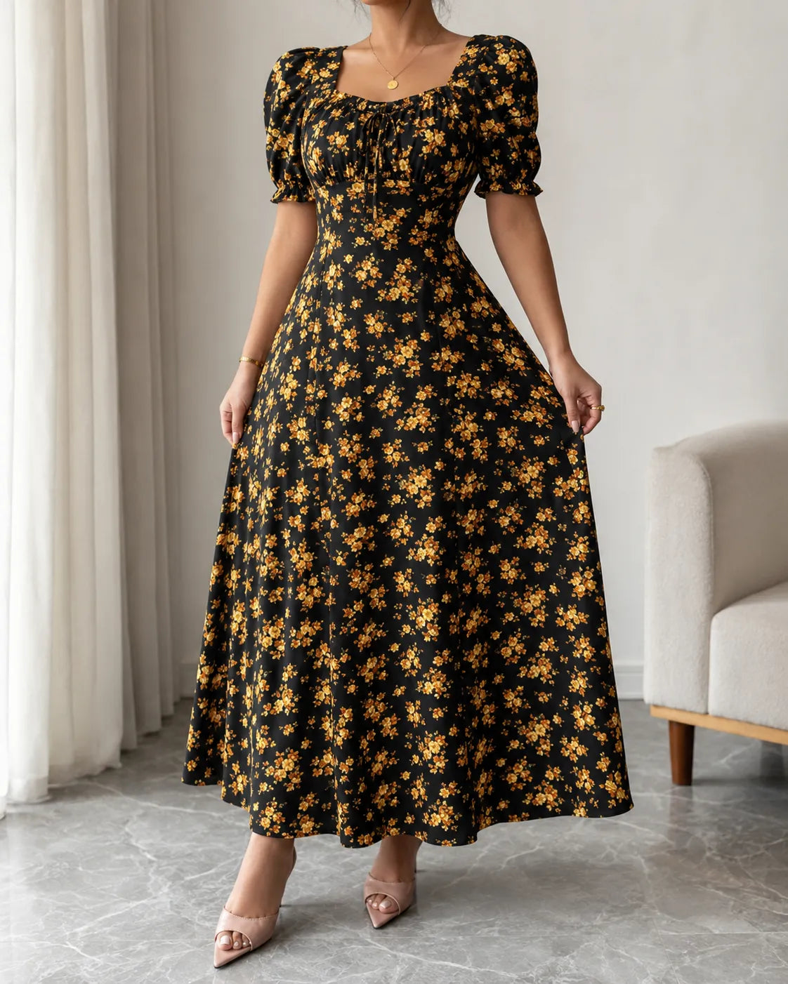 Clara | Floral Smocked Midi Dress