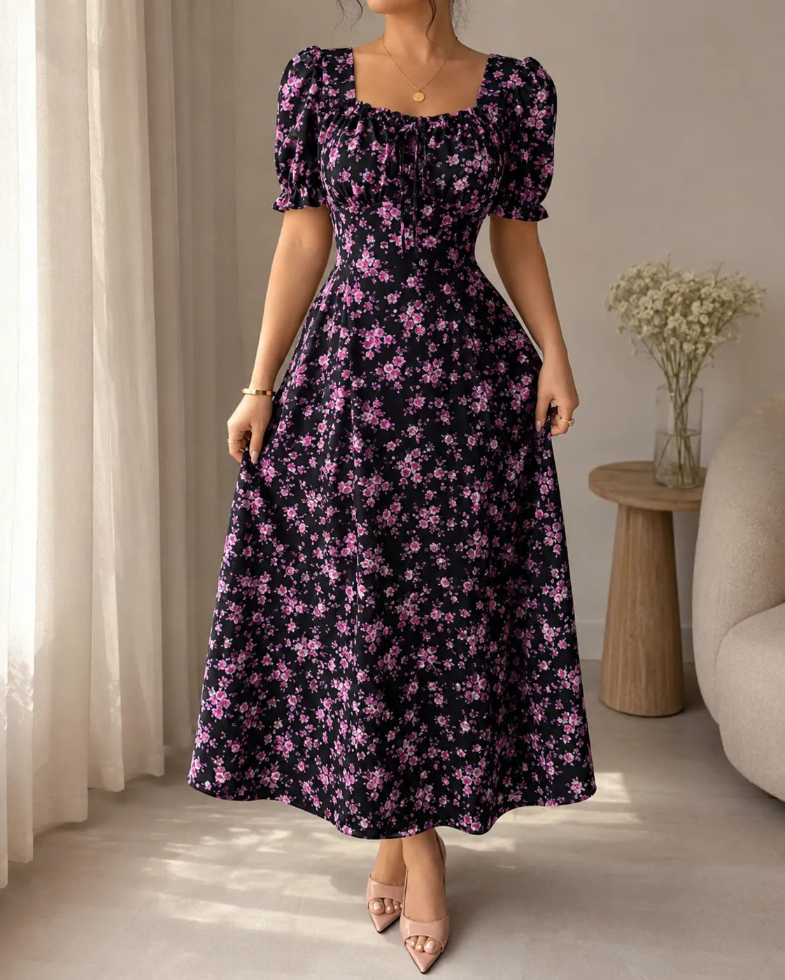 Clara | Floral Smocked Midi Dress