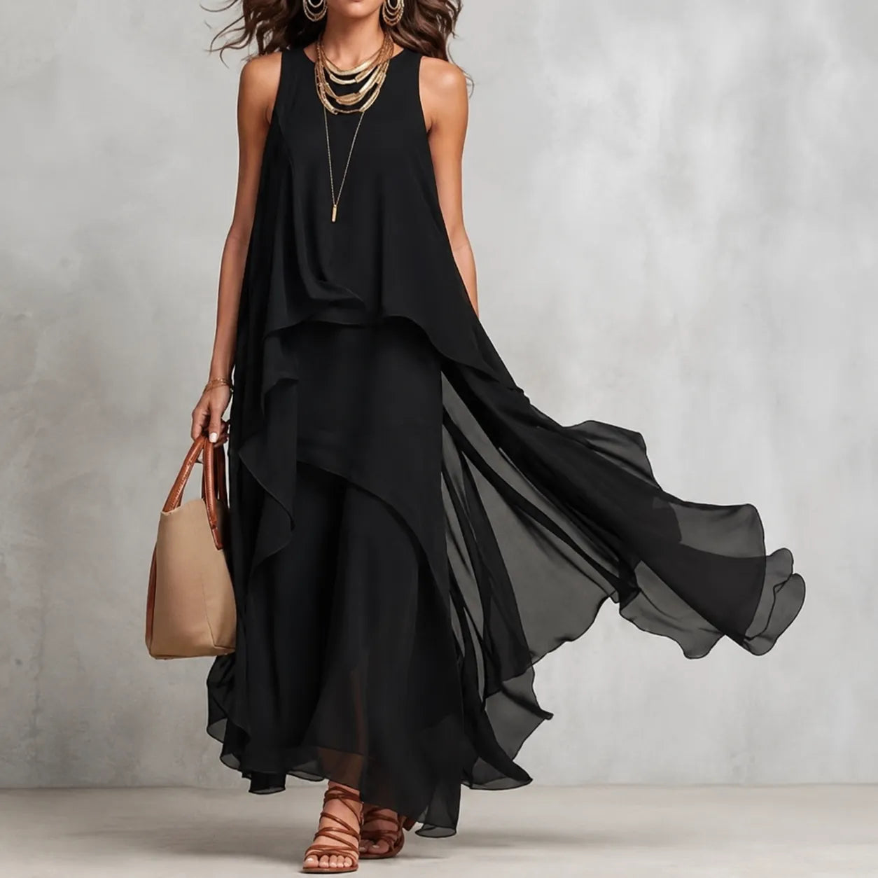 Serena | Layered Chiffon Maxi Dress