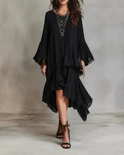 Valeria | Ruffled High-Low Midi Dress