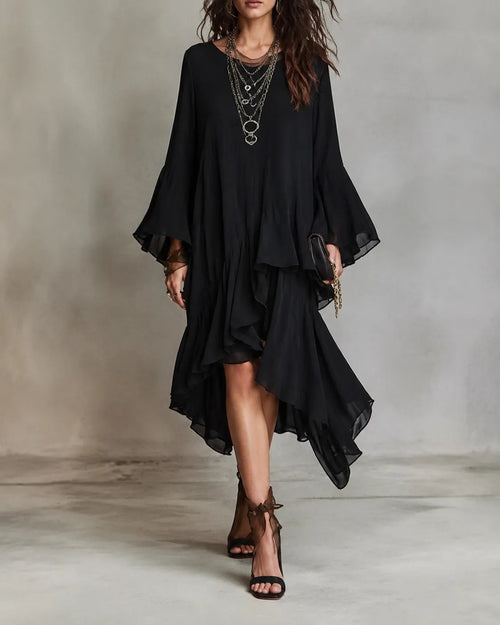 Valeria | Ruffled High-Low Midi Dress