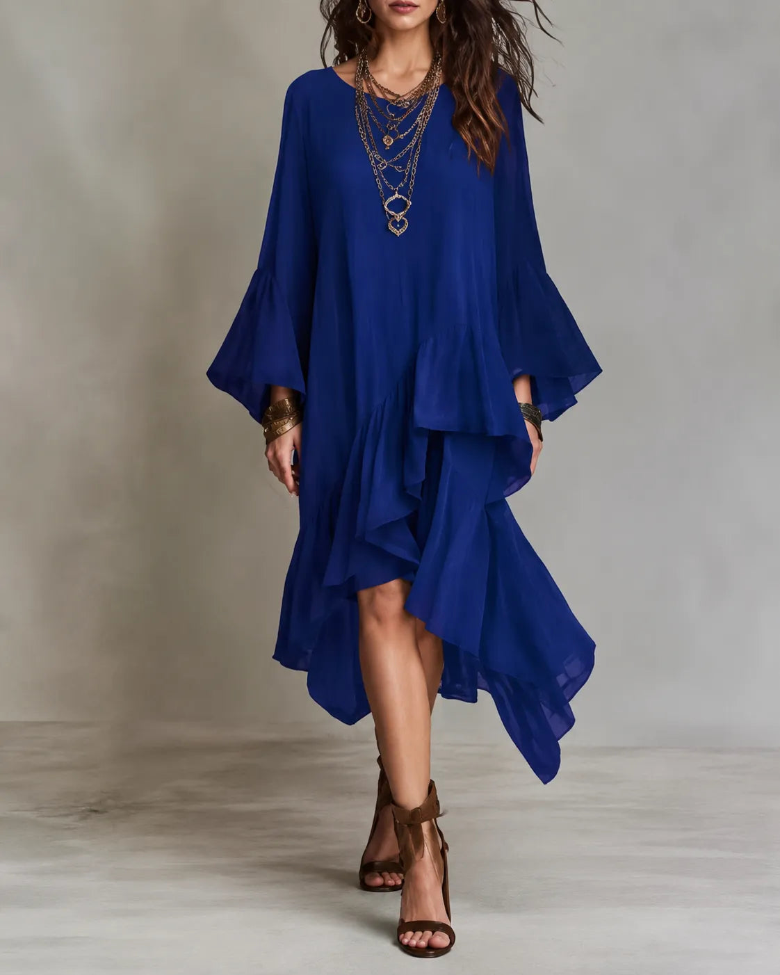 Valeria | Ruffled High-Low Midi Dress