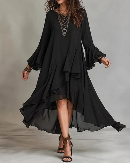 Valeria | Ruffled High-Low Midi Dress