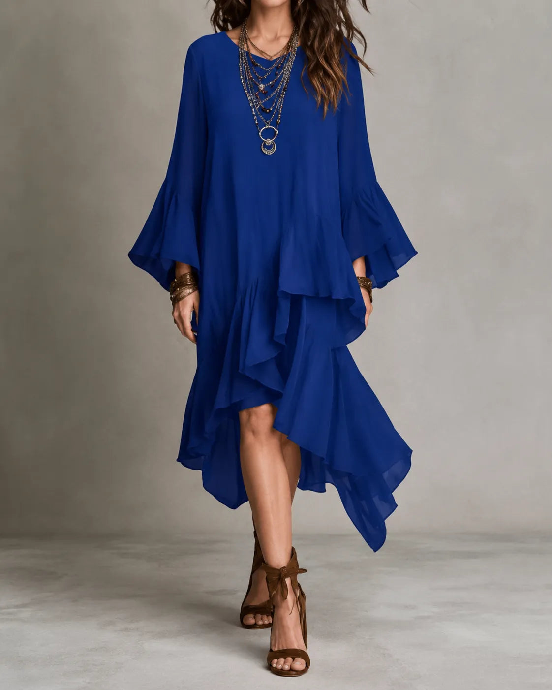 Valeria | Ruffled High-Low Midi Dress