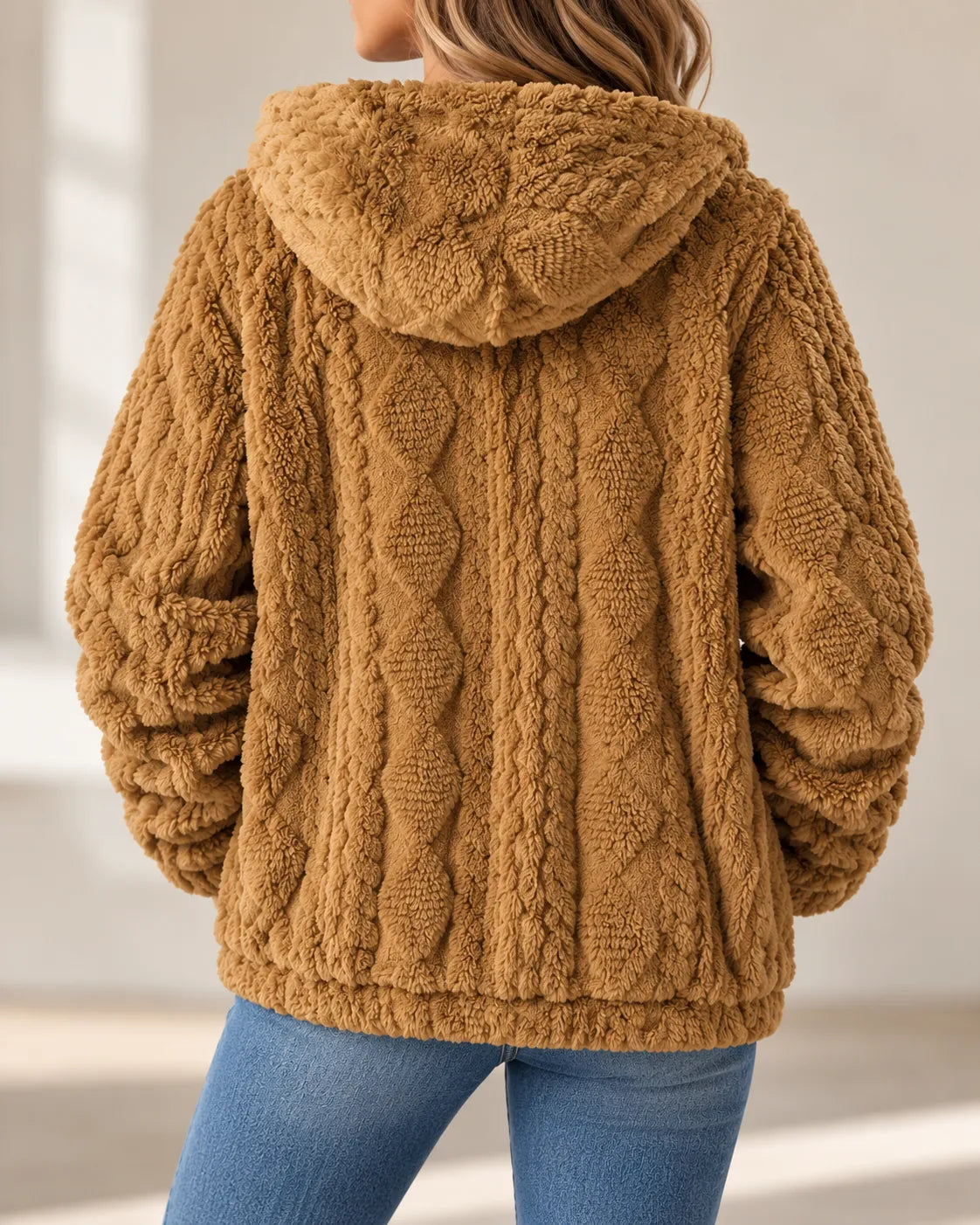 Adeline | Cozy Textured Fleece Zip-Up Jacket