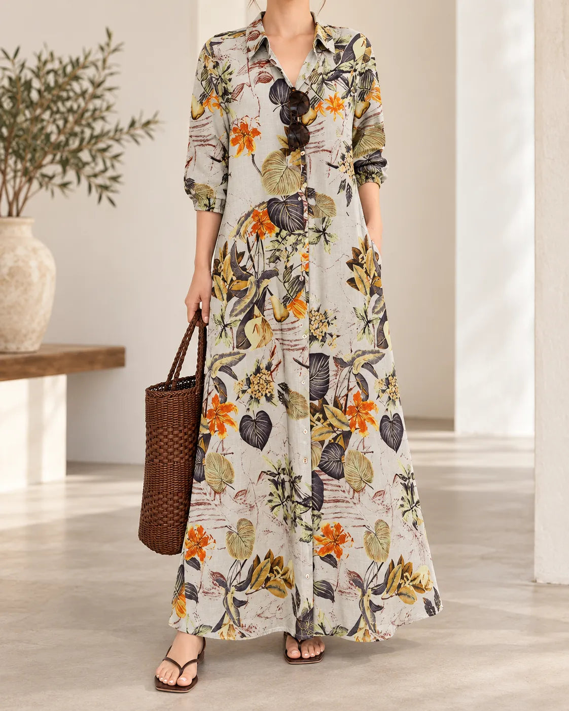 Elowen Floral Button-Front Maxi Dress