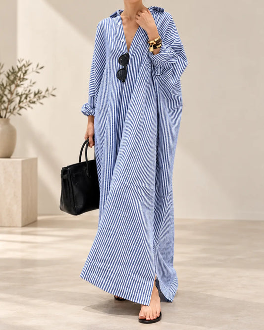 Adeline Relaxed Striped Maxi Shirt Dress