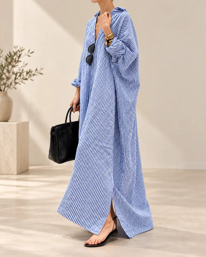 Adeline Relaxed Striped Maxi Shirt Dress