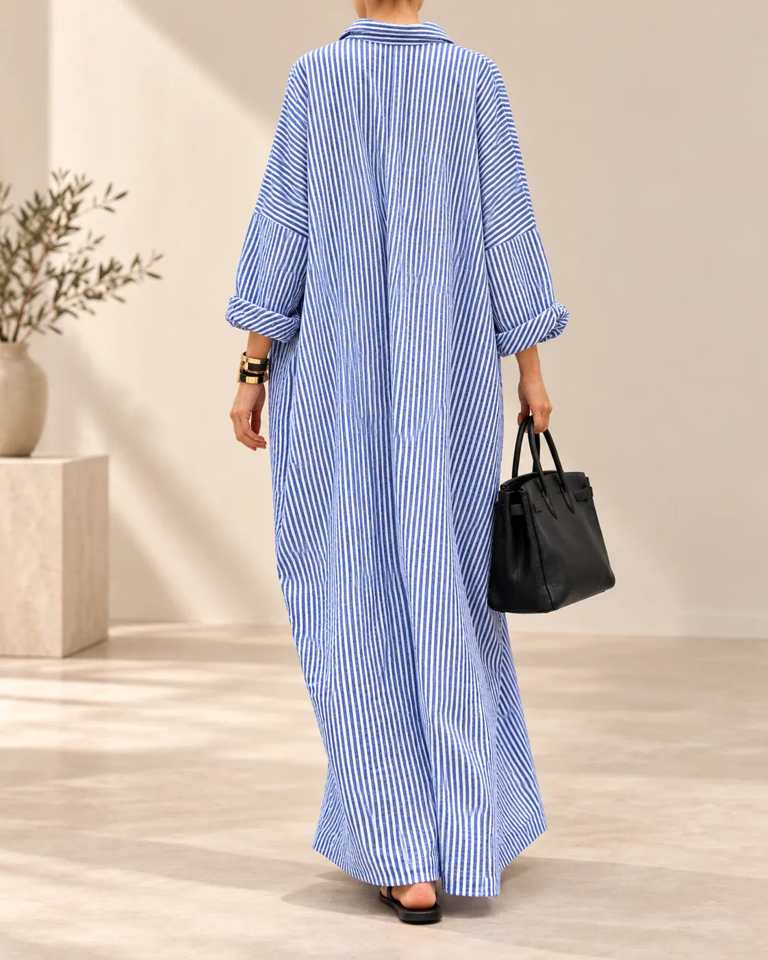 Adeline Relaxed Striped Maxi Shirt Dress