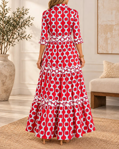 Vivienne Chain Print Tiered Maxi Dress