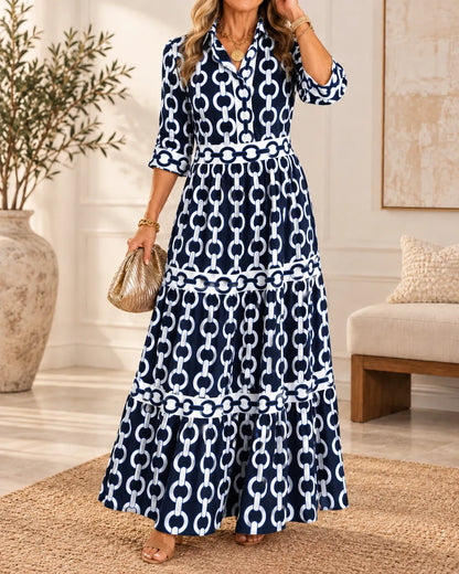 Vivienne Chain Print Tiered Maxi Dress