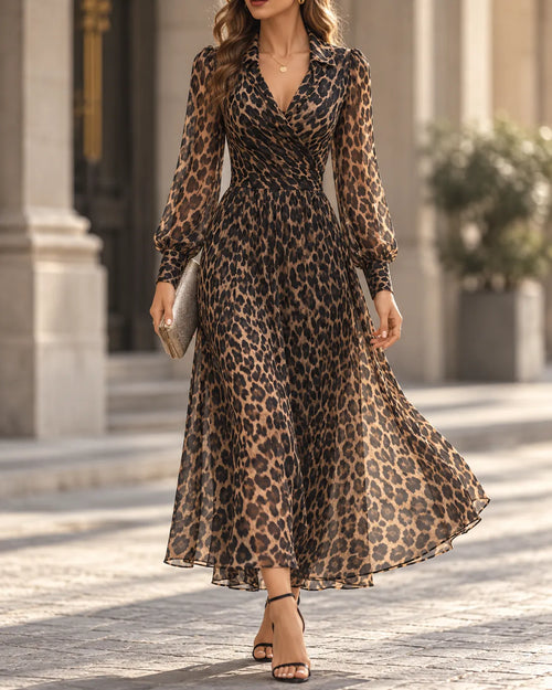 Vivienne Leopard Print Wrap Maxi Dress