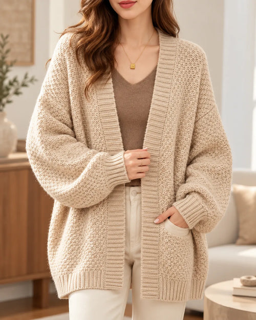Clara Textured Knit Open-Front Cardigan