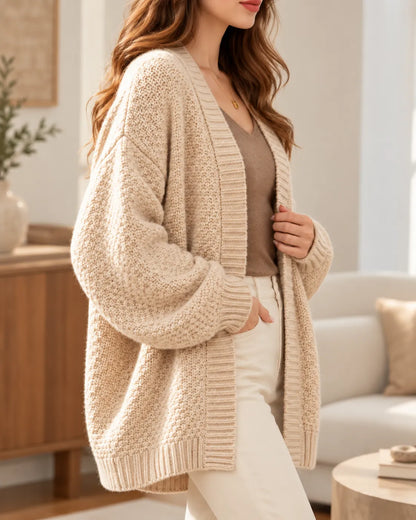 Clara Textured Knit Open-Front Cardigan