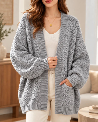 Clara Textured Knit Open-Front Cardigan