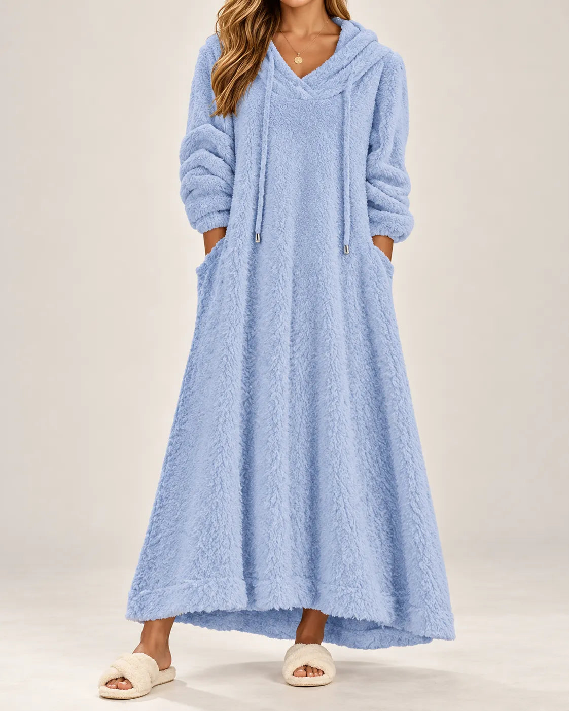 Amelie | Cozy Plush Hooded Maxi Dress