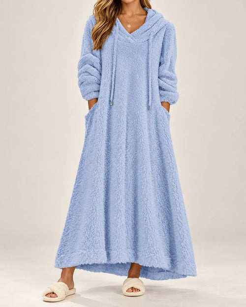 Amelie | Cozy Plush Hooded Maxi Dress