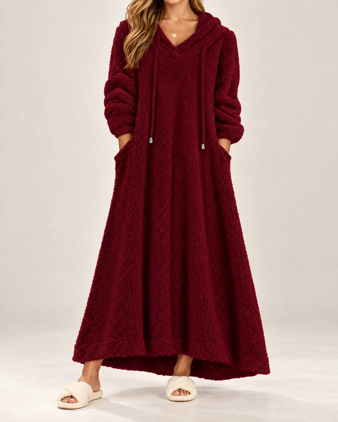 Amelie | Cozy Plush Hooded Maxi Dress