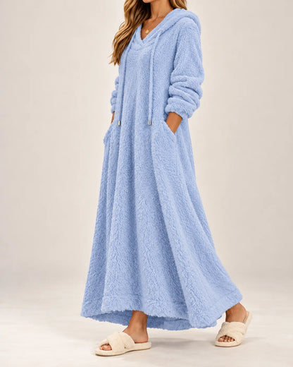 Amelie | Cozy Plush Hooded Maxi Dress