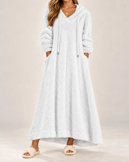 Amelie | Cozy Plush Hooded Maxi Dress