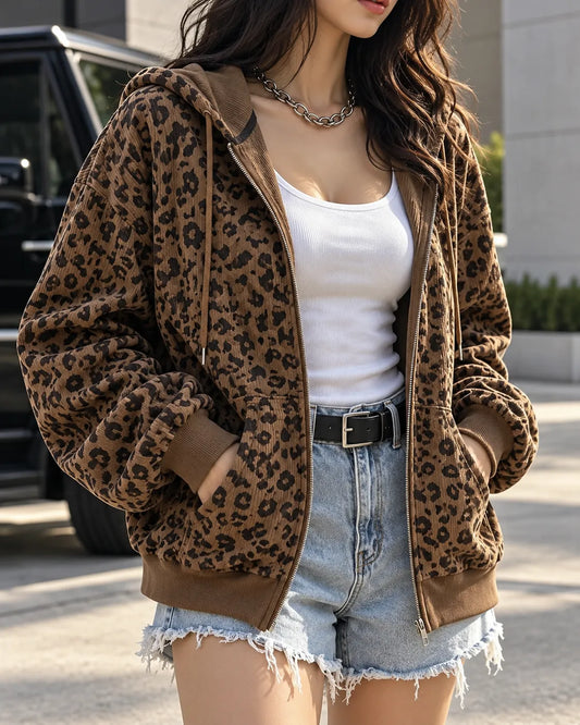 Sienna | Leopard Print Zip-Up Hoodie