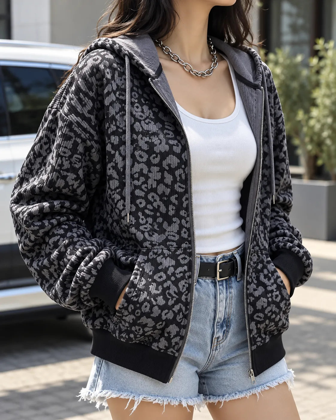 Sienna | Leopard Print Zip-Up Hoodie