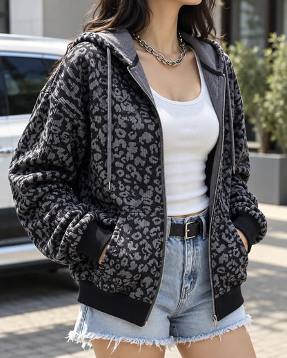 Sienna | Leopard Print Zip-Up Hoodie