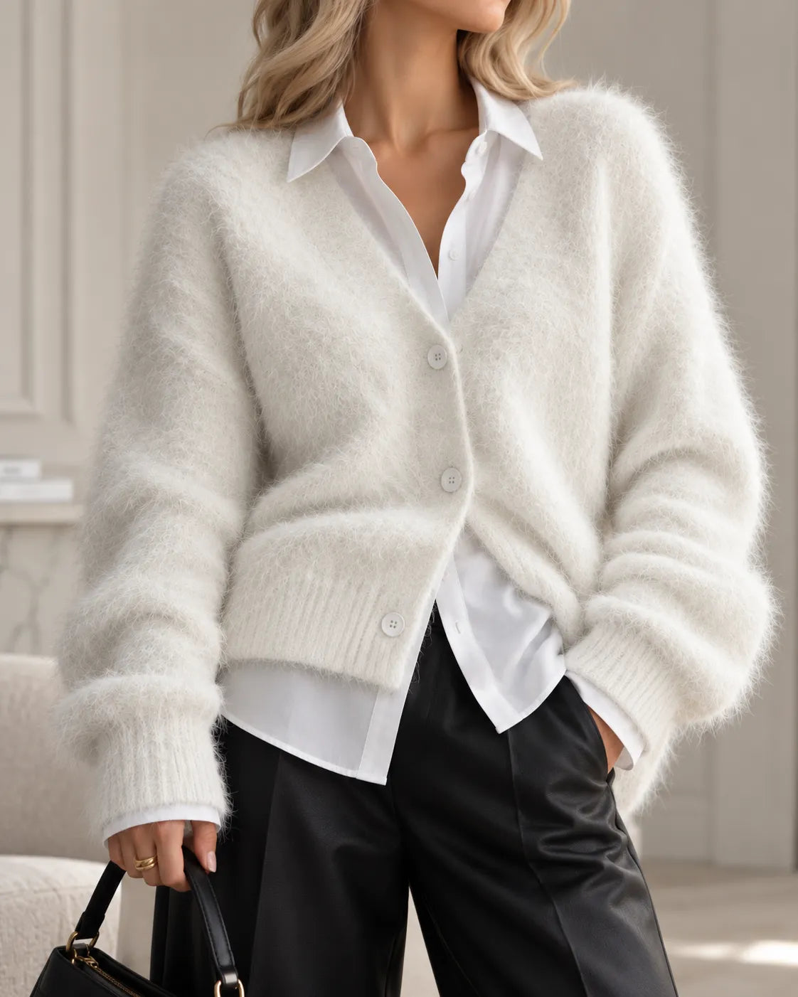 Celeste | Soft & Fluffy V-Neck Cardigan