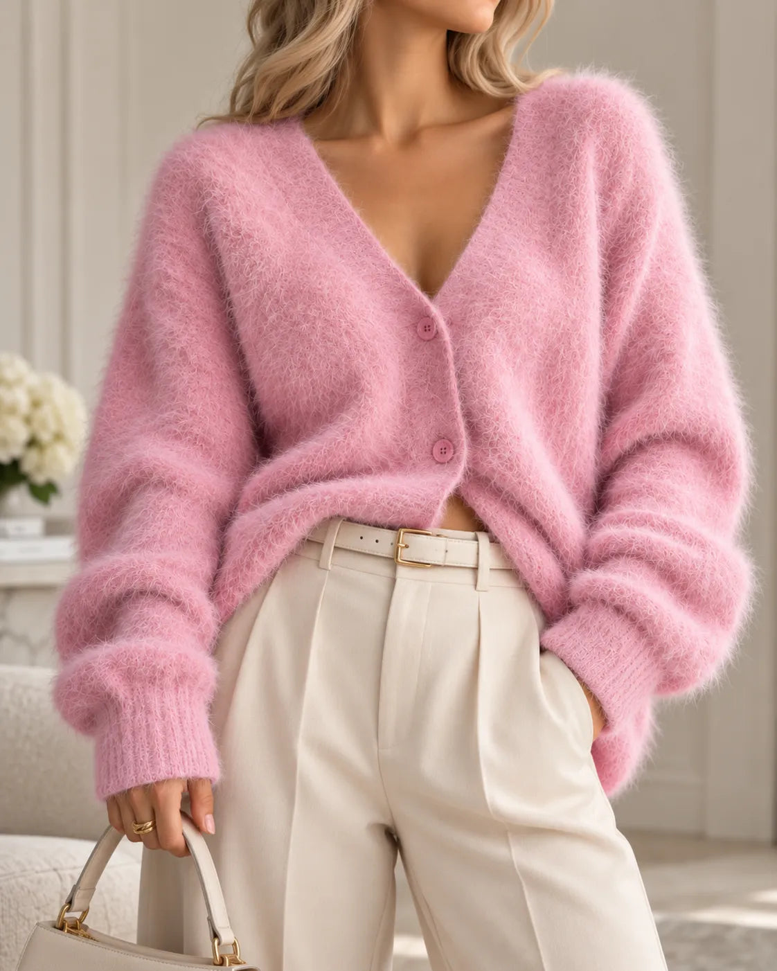 Celeste | Soft & Fluffy V-Neck Cardigan