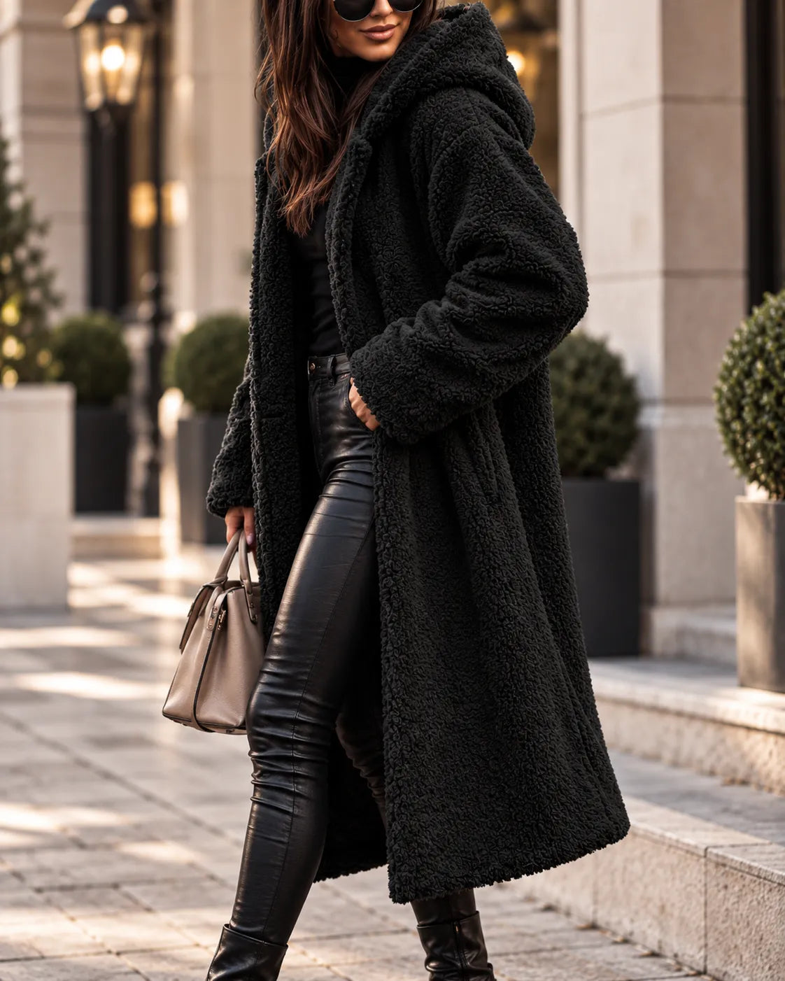 Vivienne | Luxe Textured Teddy Long Coat